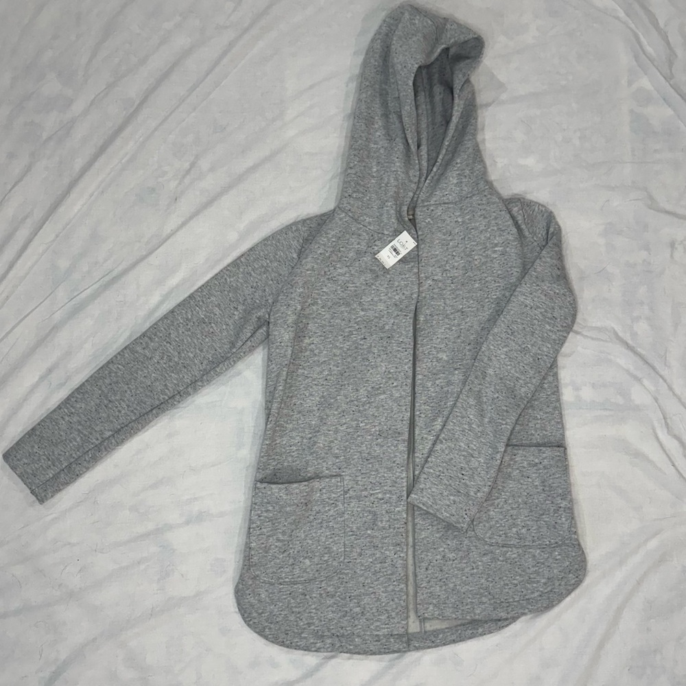 LOFT Gray‎ Speckled Fleece Hooded Zip Jacket XS NWT